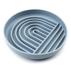 Leaden Blue Collarva silicone slow feeder dog bowl on a white background