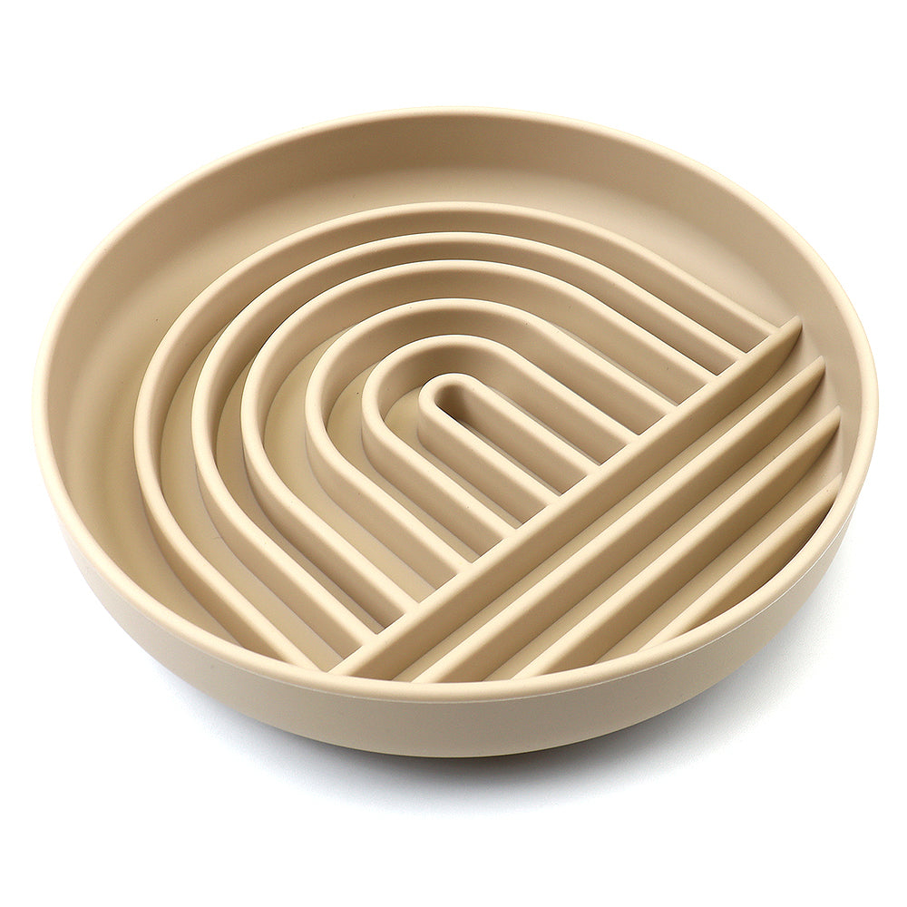 Tan Collarva silicone slow feeder dog bowl on a white background