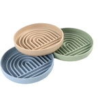 Tan, Sage Green, and Leaden Blue Collarva slow feeder dog bowls grouped together
